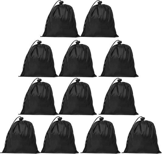 Sac de sport à cordon: unisexe, en nylon, résistant à l'eau, Lot de 12, noir